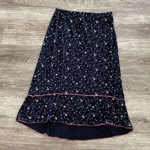 Y2k vintage midi slip skirt ditsy floral black pink small boho cottagecore